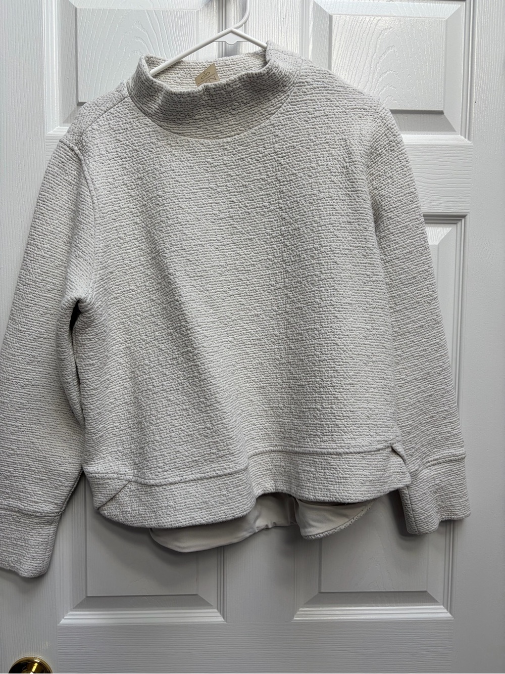 CALIA by Carrie Underwood Cream Textured Sweatshirt Large